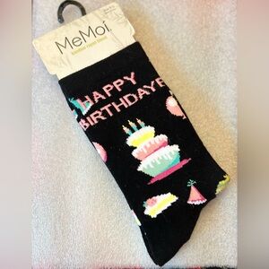 MeMoi Happy Birthday Bamboo Blend Crew Novelty Socks